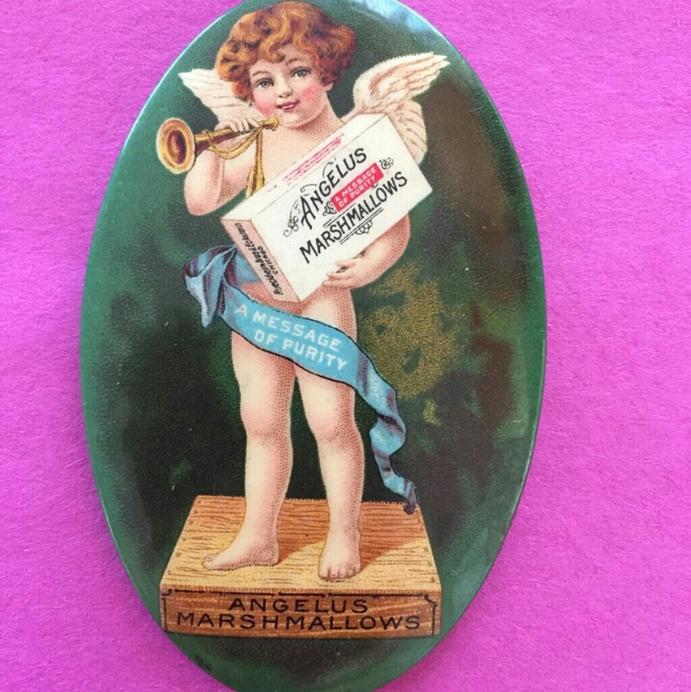 Antique "Angelus Marshmallows" Pocket Mirror